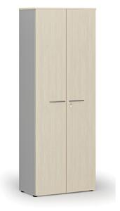 Szafa biurowa z drzwiami PRIMO GRAY, 2128 x 800 x 420 mm, szary/brzoza