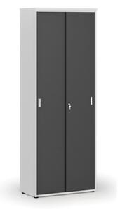 Szafa biurowa z drzwiami przesuwnymi PRIMO WHITE, 2128 x 800 x 420 mm, biały/grafit
