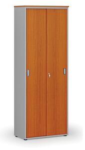 Szafa biurowa z drzwiami przesuwnymi PRIMO GRAY, 2128 x 800 x 420 mm, szary/wiśnia