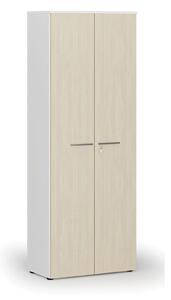 Szafa biurowa z drzwiami PRIMO WHITE, 2128 x 800 x 420 mm, biały/wiśnia