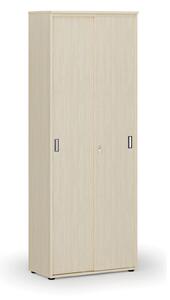 Szafa biurowa z drzwiami przesuwnymi PRIMO WOOD, 2128 x 800 x 420 mm, wiśnia