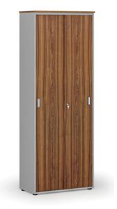 Szafa biurowa z drzwiami przesuwnymi PRIMO GRAY, 2128 x 800 x 420 mm, szary/orzech