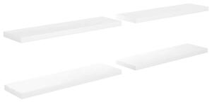 Półki ścienne, 4 szt, wysoki połysk, białe, 90x23,5x3,8 cm, MDF