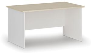 Biurko biurowe proste PRIMO WHITE, 1400 x 800 mm, biały/brzoza