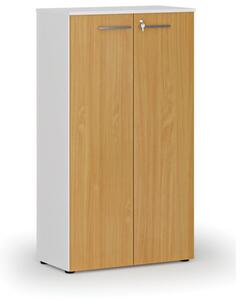 Szafa biurowa z drzwiami PRIMO WHITE, 1434 x 800 x 420 mm, biały/buk