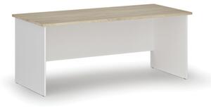 Biurko biurowe proste PRIMO WHITE, 1800 x 800 mm, biały/dąb naturalny