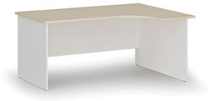 Biurko biurowe narożne PRIMO WHITE, 1600 x 1200 mm, prawe, biały/buk