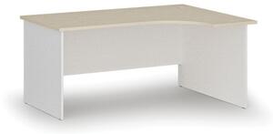 Biurko biurowe narożne PRIMO WHITE, 1600 x 1200 mm, prawe, biały/dąb naturalny