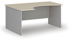 Biurko biurowe ergonomiczne PRIMO GRAY, 1600 x 1200 mm, lewe, szary/wiśnia