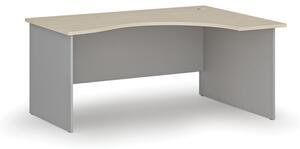 Biurko biurowe ergonomiczne PRIMO GRAY, 1600 x 1200 mm, prawe, szary/brzoza
