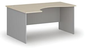 Biurko biurowe ergonomiczne PRIMO GRAY, 1600 x 1200 mm, lewe, szary/brzoza