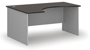 Biurko biurowe ergonomiczne PRIMO GRAY, 1600 x 1200 mm, lewe, szary/wenge