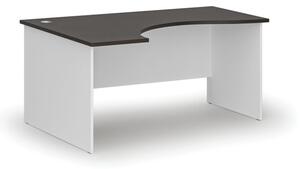 Biurko biurowe ergonomiczne PRIMO WHITE, 1600 x 1200 mm, lewe, biały/wenge