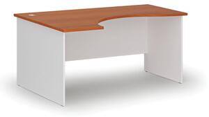 Biurko biurowe ergonomiczne PRIMO WHITE, 1600 x 1200 mm, lewe, biały/wiśnia