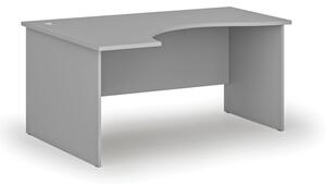 Biurko biurowe ergonomiczne PRIMO GRAY, 1600 x 1200 mm, lewe, szare