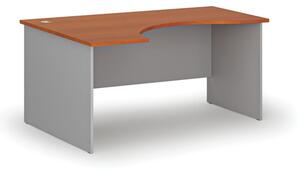 Biurko biurowe ergonomiczne PRIMO GRAY, 1600 x 1200 mm, lewe, szary/wiśnia
