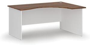 Biurko biurowe ergonomiczne PRIMO WHITE, 1600 x 1200 mm, prawe, biały/orzech