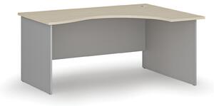 Biurko biurowe ergonomiczne PRIMO GRAY, 1600 x 1200 mm, prawe, szary/wiśnia