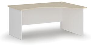 Biurko biurowe ergonomiczne PRIMO WHITE, 1600 x 1200 mm, prawe, biały/brzoza