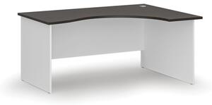 Biurko biurowe ergonomiczne PRIMO WHITE, 1600 x 1200 mm, prawe, biały/wenge