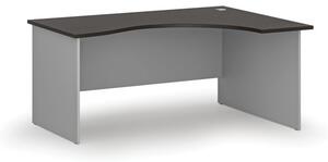Biurko biurowe ergonomiczne PRIMO GRAY, 1600 x 1200 mm, prawe, szary/wenge