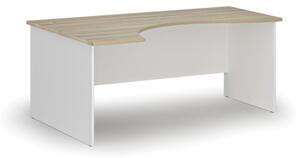 Biurko biurowe ergonomiczne PRIMO WHITE, 1800 x 1200 mm, lewe, biały/dąb naturalny