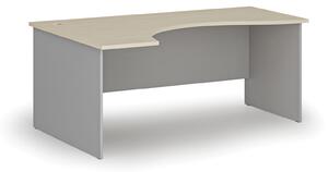 Biurko biurowe ergonomiczne PRIMO GRAY, 1800 x 1200 mm, lewe, szary/brzoza
