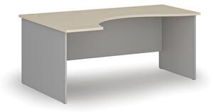 Biurko biurowe ergonomiczne PRIMO GRAY, 1800 x 1200 mm, lewe, szary/brzoza