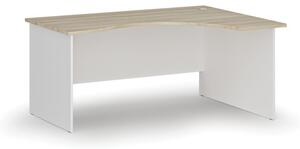 Biurko biurowe ergonomiczne PRIMO WHITE, 1600 x 1200 mm, prawe, biały/dąb naturalny