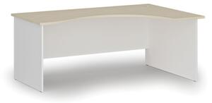 Biurko biurowe ergonomiczne PRIMO WHITE, 1800 x 1200 mm, prawe, biały/brzoza