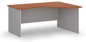 Biurko biurowe ergonomiczne PRIMO GRAY, 1600 x 1200 mm, prawe, szary/wiśnia