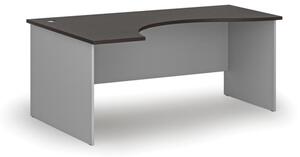 Biurko biurowe ergonomiczne PRIMO GRAY, 1800 x 1200 mm, lewe, szary/wenge