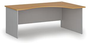 Biurko biurowe ergonomiczne PRIMO GRAY, 1800 x 1200 mm, prawe, szare/buk