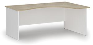 Biurko biurowe ergonomiczne PRIMO WHITE, 1800 x 1200 mm, prawe, biały/dąb naturalny