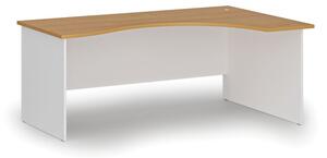 Biurko biurowe ergonomiczne PRIMO WHITE, 1800 x 1200 mm, prawe, biały/buk