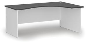 Biurko biurowe ergonomiczne PRIMO WHITE, 1800 x 1200 mm, prawe, biały/grafit