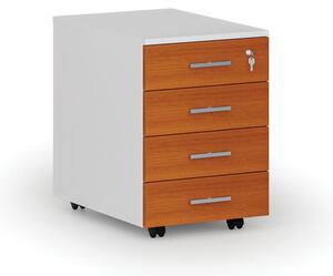 Kontener biurowy mobilny PRIMO WHITE, 4 szuflady, biały/wiśnia