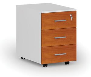 Kontener biurowy mobilny PRIMO WHITE, 3 szuflady, biały/wiśnia