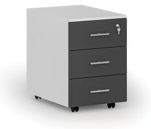 Kontenerek biurowy mobilny PRIMO WHITE, 3 szuflady, biały/grafit