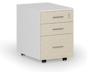 Kontenerek biurowy mobilny na teczki zawieszkowe PRIMO WHITE, 3 szuflady, biały/grafit