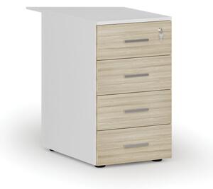 Kontener biurowy z szufladami PRIMO WHITE, 4 szuflady, biały/dąb naturalny