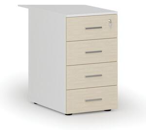 Kontener biurowy z szufladami PRIMO WHITE, 4 szuflady, biały/brzoza