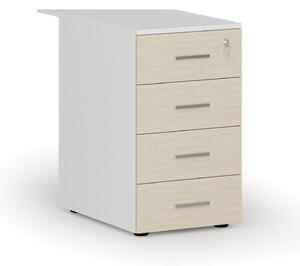 Kontenerek biurowy z szufladami dostawny PRIMO WHITE, 4 szuflady, biały/czereśnia