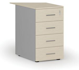 Kontener biurowy z szufladami PRIMO GRAY, 4 szuflady, szary/brzoza