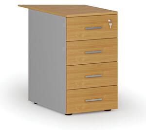 Kontener biurowy z szufladami PRIMO GRAY, 4 szuflady, szary/buk