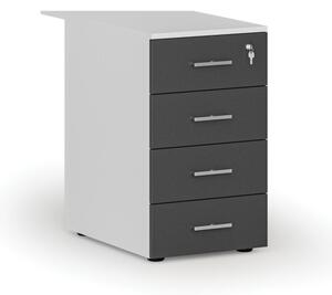 Kontener biurowy z szufladami PRIMO WHITE, 4 szuflady, biały/grafit