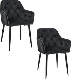 2x Krzeso tapicerowane pikowane welur SJ.030 Czarne