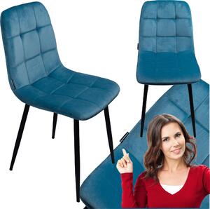 Krzeso Tapicerowane Welurowe Do Salonu Jadalni Velvet Loft Niebieski