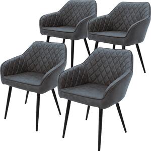 ML-Design zestaw 4 krzese do jadalni z podokietnikami i oparciem, antracyt, krzeso kuchenne z pokryciem ze sztucznej skóry, krzeso tapicerowane z metalowymi nogami