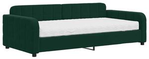 Sofa z materacem do spania, ciemnozielona, 100x200 cm, aksamit
